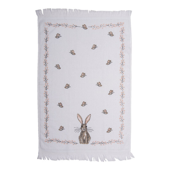 Clayre & Eef | Gastendoekje Wit, Roze, Beige 40x66 cm | CTREB1