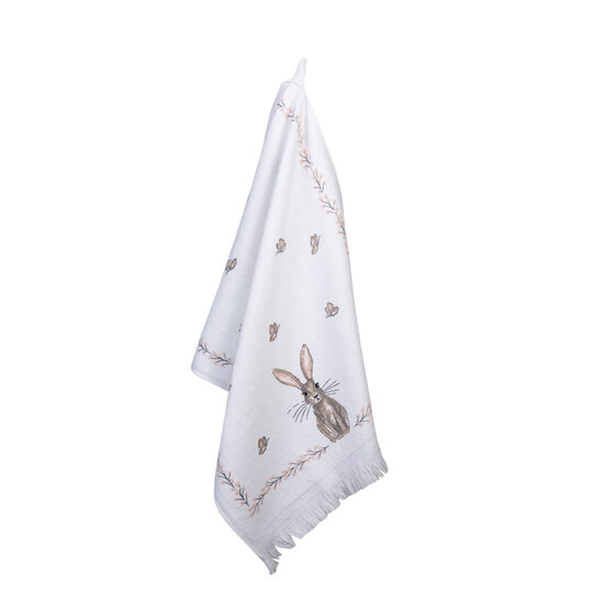Clayre & Eef | Gastendoekje Wit, Roze, Beige 40x66 cm | CTREB1