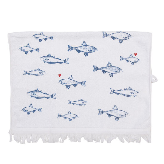 Clayre & Eef | Gastendoekje Wit Blauw 40x66 cm | CTSSF
