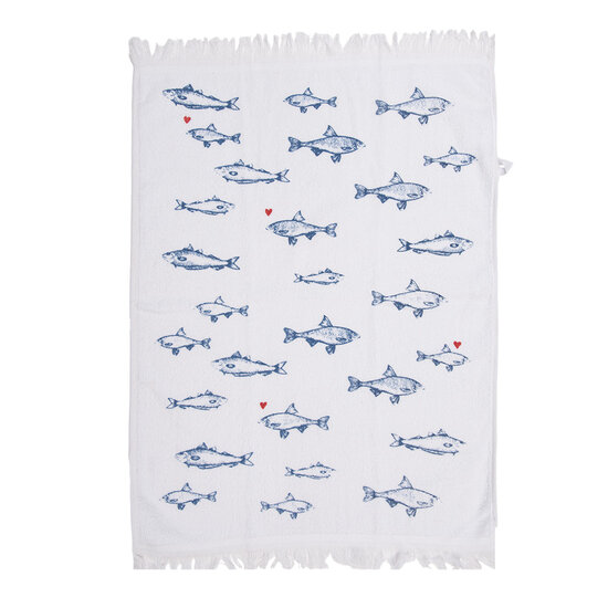 Clayre & Eef | Gastendoekje Wit Blauw 40x66 cm | CTSSF