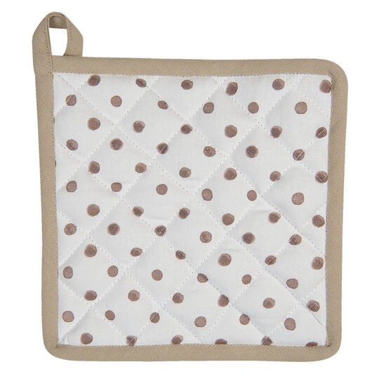 Clayre & Eef | Pannenlap Wit, Bruin 20x20 cm | REB45