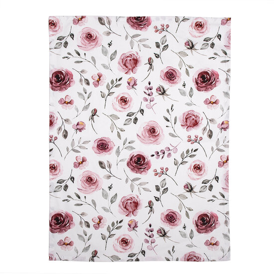 Clayre & Eef | Theedoek Wit Roze Groen 50x70 cm | RUR42