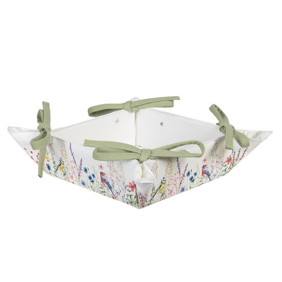 Clayre & Eef | Broodmand Wit Groen 35x35x8 cm | SFL47