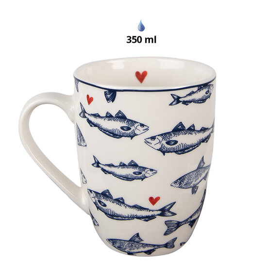 Clayre & Eef | Mok Wit Blauw 350 ml | SSFMU