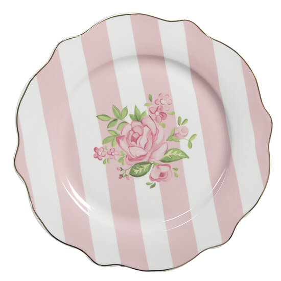Clayre & Eef | Servies Ontbijtbord Roze ø 20x2 cm | SWRDP-2