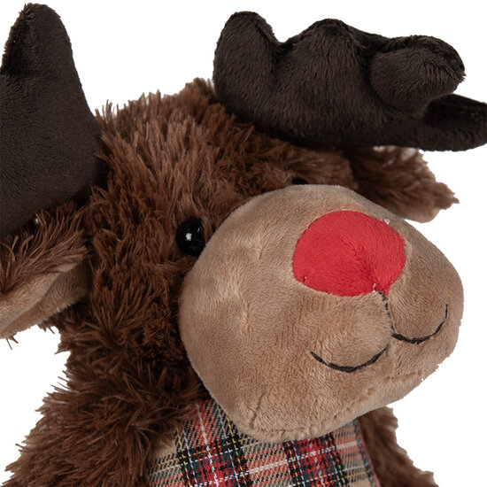 Clayre & Eef | Knuffel Rendier Bruin Rood 16x20x35 cm | TW0587