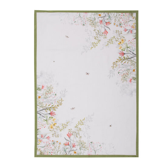 Clayre & Eef | Theedoek Wit Groen 50x70 cm | WFF42