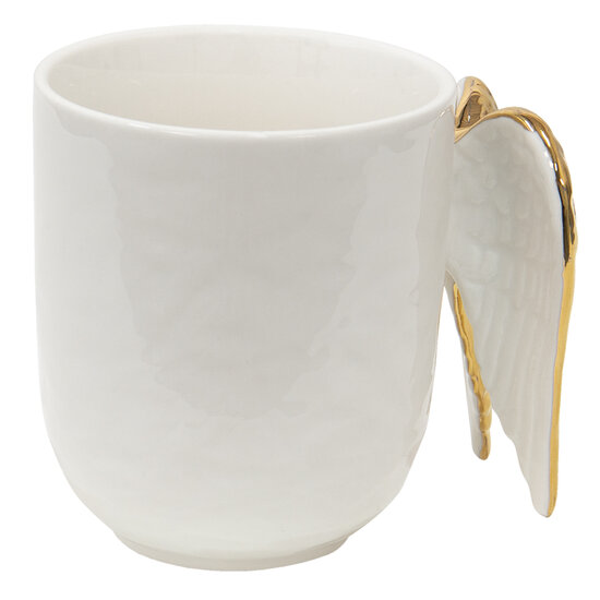 Clayre & Eef | Mok Wit, Goudkleurig 11x9x10 cm / 350 ml | WINMU