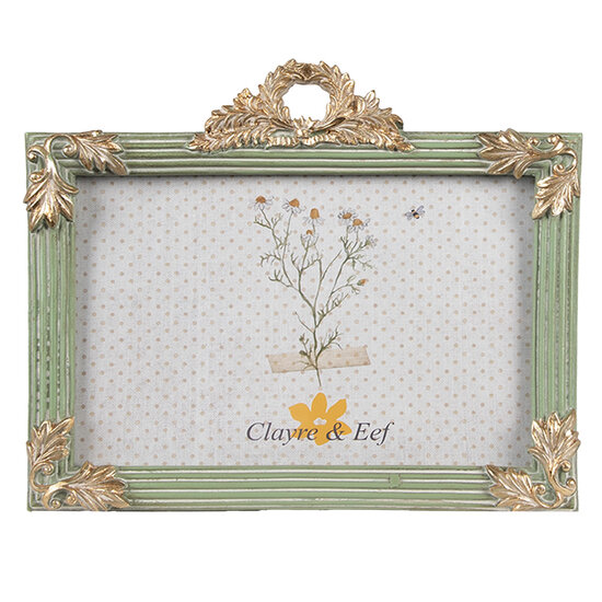 Clayre &amp; Eef   | Fotolijst Groen Goudkleurig 17x2x14 cm / 10x15 cm | 2F1140