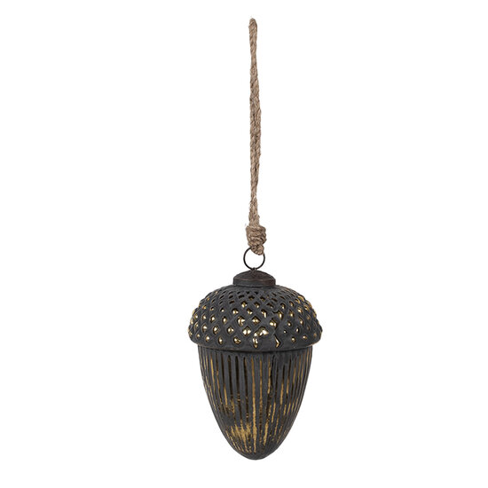 Clayre & Eef | Kerstbal Zwart Goudkleurig ø 10x14 cm | 6GL4528M