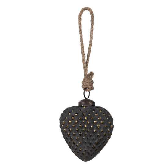 Clayre & Eef | Kerstbal Zwart 7x3x8 cm | 6GL4529S