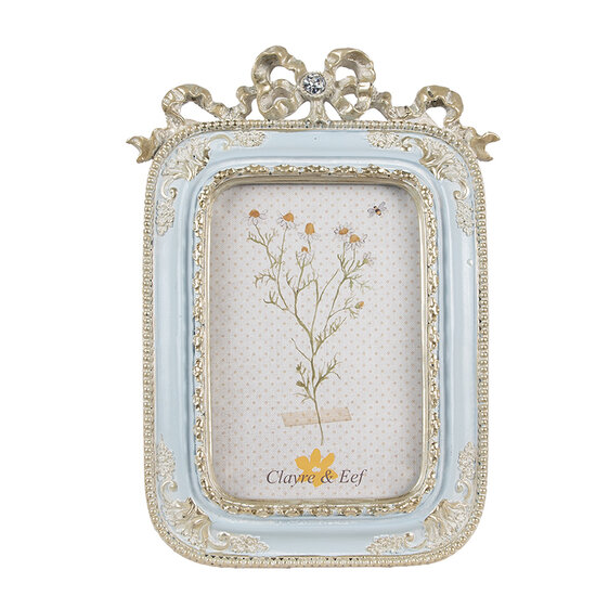 Clayre & Eef | Fotolijst Blauw Zilverkleurig 17x2x24 cm / 10x15 cm | 2F1119