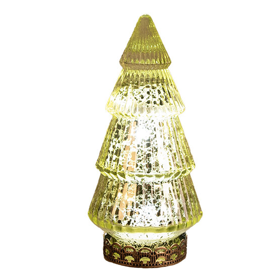 Clayre & Eef | Kerstdecoratie Beeld Kerstboom met LED Groen ø 7x16 cm | 6GL4569GR