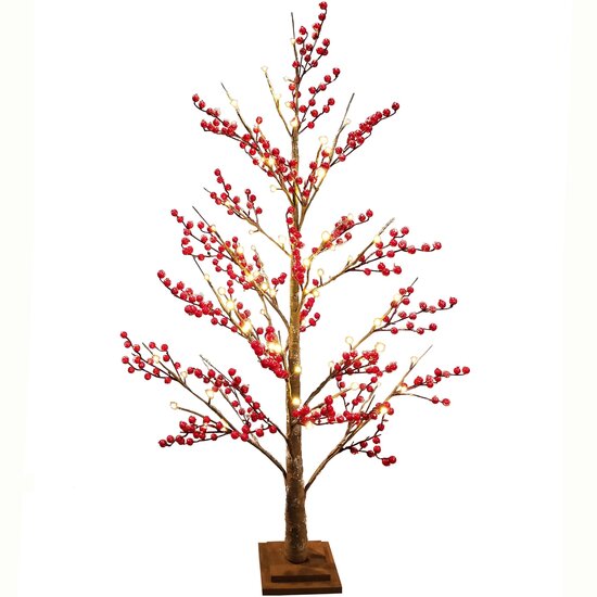 Dekoratief | Decoratieboom 'Red Berry', 72 LED, 120cm | A245002