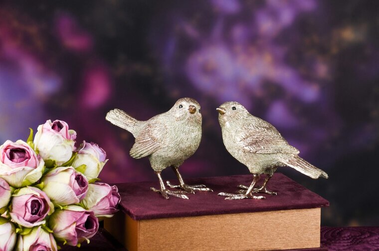 Dekoratief | Vogeltje 'Patrick', groen, resina, 12x7x10cm, set van 2 stuks | A245200