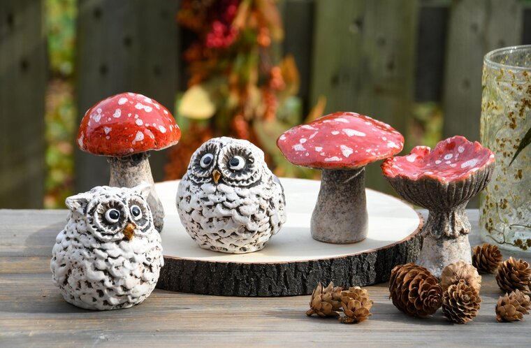 Dekoratief | Uiltje 'Freddy', wit, keramiek, 9x8x8cm, set van 2 stuks | A245429
