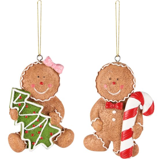 Dekoratief | Hanger cookie m/zuurstok/boompje, resina, 7x2x11cm, set van 2 stuks | A245642