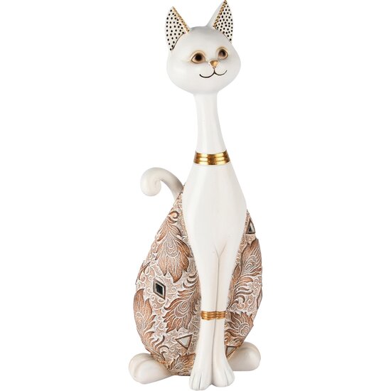 Dekoratief | Poes 'Stacy', wit, resina, 12x9x32cm | A245941