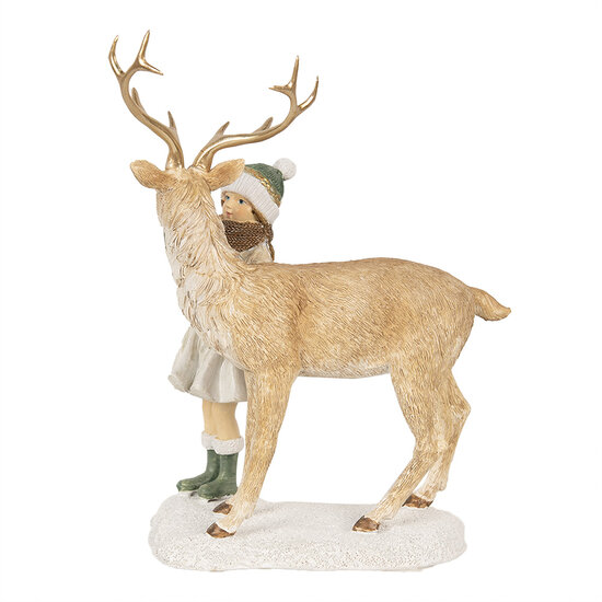 Clayre & Eef | Decoratie Kind met hert Bruin 17x12x22 cm | 6PR4187