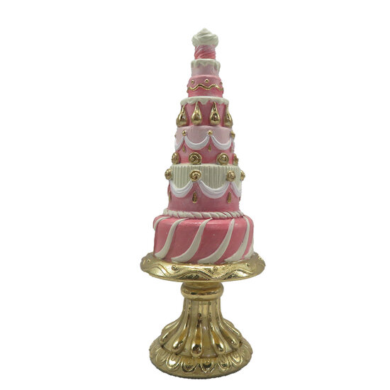 Clayre & Eef | Decoratie taart Roze ø 8x21 cm | 6PR4220