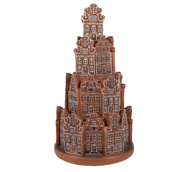 Clayre & Eef | Decoratie Huis met LED Bruin ø 18x33 cm / 3xAAA | 6PR4343