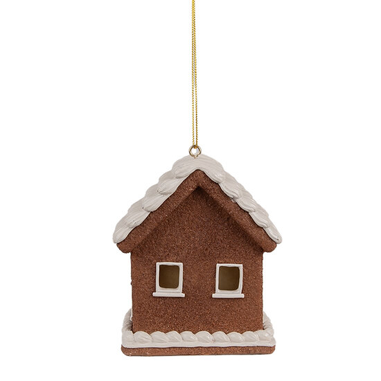 Clayre & Eef | Decoratie hanger huisje met LED Bruin 8x6x10 cm | 6PR4358