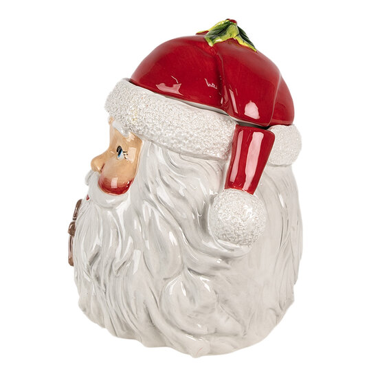 Clayre & Eef | Voorraadpot Deksel Wit Rood 20x17x22 cm | 6CE1856