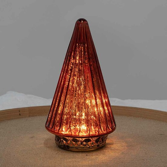 Clayre & Eef | Kerstdecoratie Kerstboom met LED Rood ø 11x19 cm | 6GL4571R