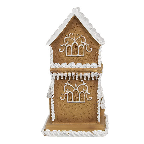 Clayre & Eef | Decoratie Huis met LED Bruin Wit 8x8x15 cm | 6PR4193