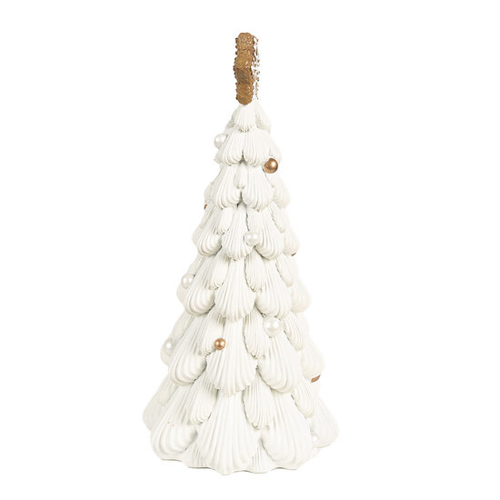 Clayre & Eef | Kerstdecoratie Beeld Kerstboom Wit Bruin ø 13x26 cm | 6PR4246