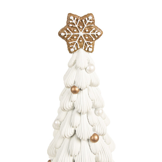 Clayre & Eef | Kerstdecoratie Beeld Kerstboom Wit Bruin ø 13x26 cm | 6PR4246