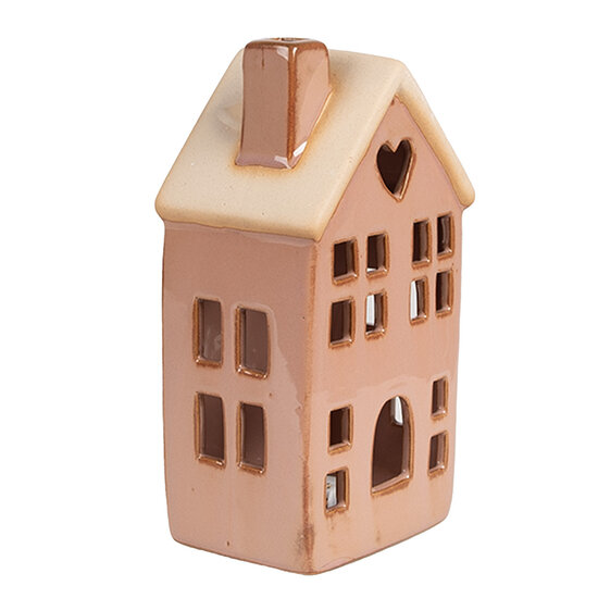 Clayre & Eef | Decoratie Huisje met LED Bruin 6x6x11 cm | 6CE1795