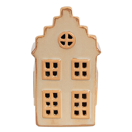 Clayre & Eef | Decoratie Huisje met LED Beige 6x6x11 cm | 6CE1843