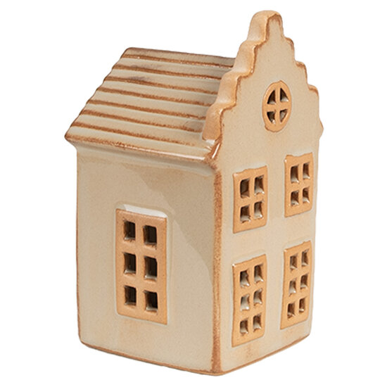 Clayre & Eef | Decoratie Huisje met LED Beige 6x6x11 cm | 6CE1843