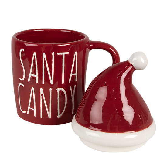 Clayre & Eef | Mok met deksel Rood 12x9x17 cm / 300 ml | 6CEMU0155