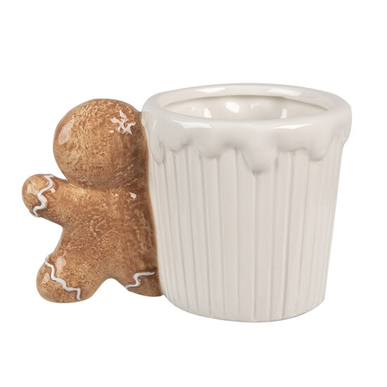 Clayre & Eef | Mok Wit Bruin 15x10x10 cm / 350 ml | 6CEMU0159