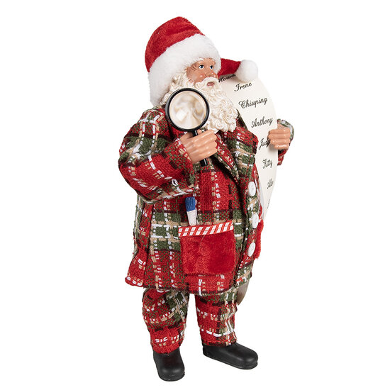 Clayre & Eef | Kerstdecoratie Kerstman Rood Wit 16x10x27 cm | 65586