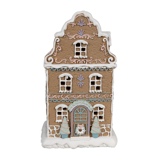 Clayre & Eef | Decoratie Huis met LED Bruin Roze 12x9x20 cm / 3xAAA | 6PR4318