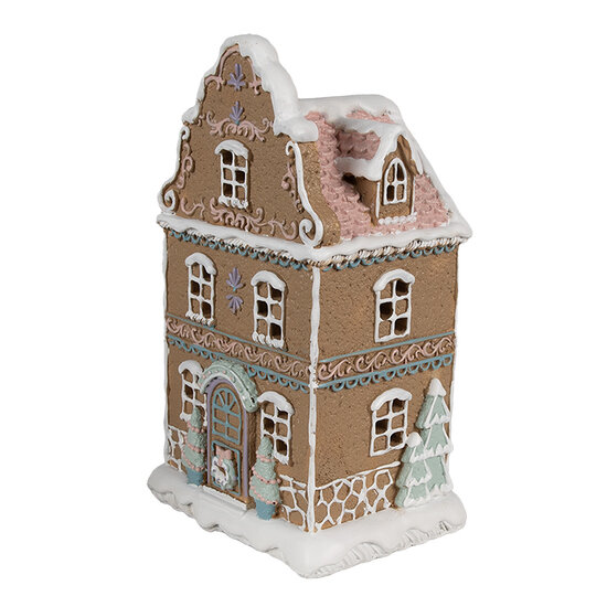 Clayre & Eef | Decoratie Huis met LED Bruin Roze 12x9x20 cm / 3xAAA | 6PR4318