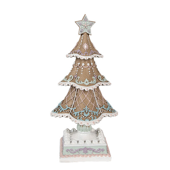 Clayre & Eef | Kerstdecoratie Kerstboom Bruin Wit 12x12x25 cm | 6PR4320