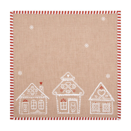 Clayre & Eef | Servetten Katoen Set van 6 Bruin Wit 40x40 cm | GBB43