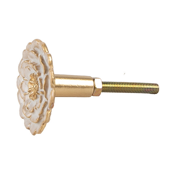 Clayre & Eef | Deurknop Wit Goudkleurig ø 4x3 cm / S3 cm | 65736