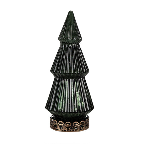 Clayre &amp; Eef   | Kerstdecoratie Kerstboom met LED Groen &oslash; 13x23 cm / 2xAAA | 6GL4573GR