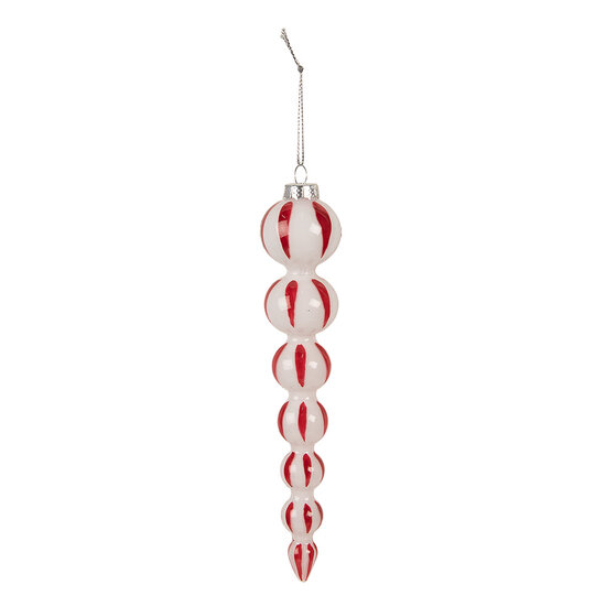 Clayre & Eef | Kerstbal Wit Rood ø 3x18 cm | 6GL4614