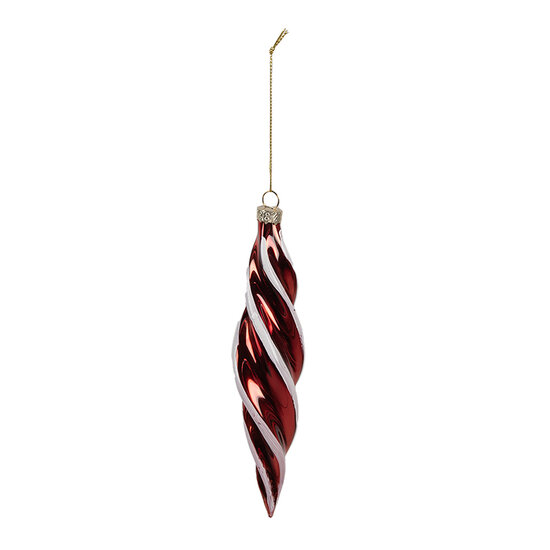Clayre & Eef | Kerstbal Rood Wit ø 4x17 cm | 6GL4621