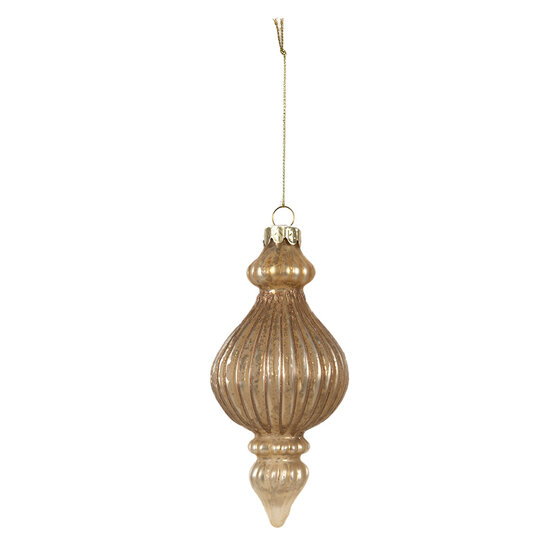 Clayre & Eef | Kerstbal Goudkleurig ø 7x14 cm | 6GL4624