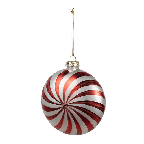 Clayre & Eef | Kerstbal Rood Wit 10x4x10 cm | 6GL4633
