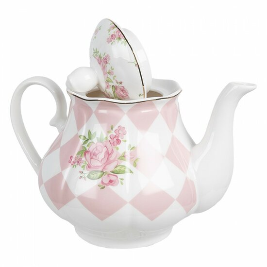 Clayre & Eef | Theepot Roze 20x14x17 cm / 1000 ml | SWRTE