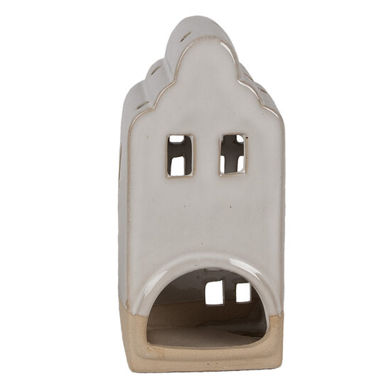 Clayre & Eef | Theelichthouder Kerst Huisje Beige 7x6x14 cm | 6CE1789