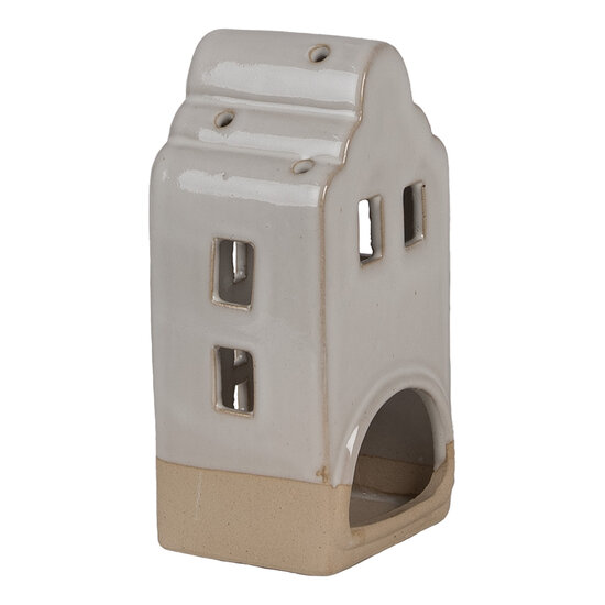 Clayre & Eef | Theelichthouder Kerst Huisje Beige 7x6x14 cm | 6CE1789